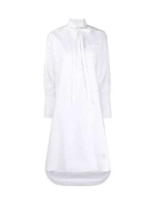 Women's Bow Tie Blouson Shirt Long Dress White - THOM BROWNE - BALAAN 2