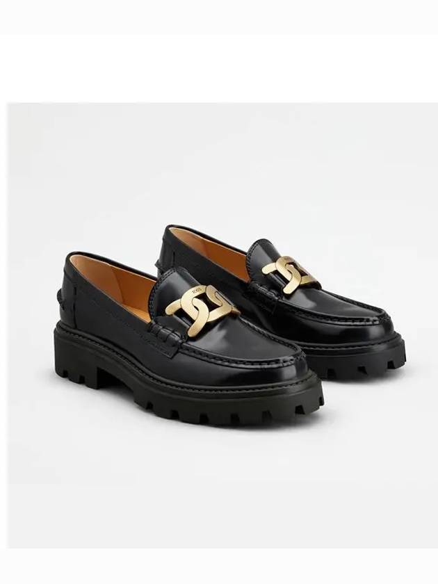 Women's Kate Metal Chain Leather Loafers Black - TOD'S - BALAAN 2