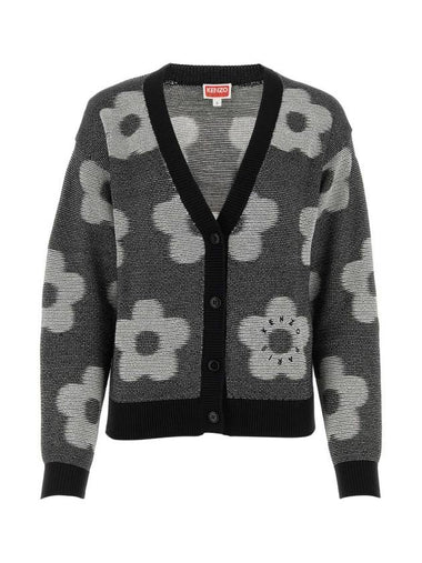 Flower Spot Cotton Cardigan Grey - KENZO - BALAAN 1