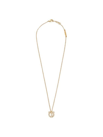 Gancini 3D Crystal Necklace Gold - SALVATORE FERRAGAMO - BALAAN 1