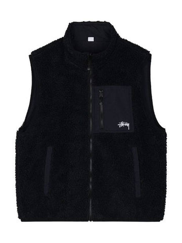 Unisex Sherpa Reversible Vest Black 118528 0001 - STUSSY - BALAAN 1