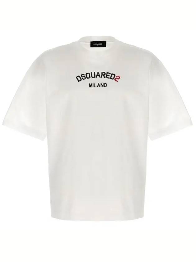 Logo Print Short Sleeve T Shirt White - DSQUARED2 - BALAAN 2