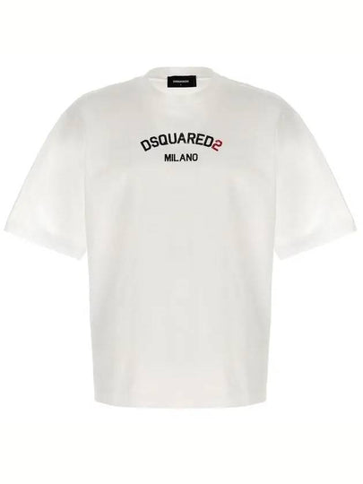 Logo Print Short Sleeve T Shirt White - DSQUARED2 - BALAAN 2