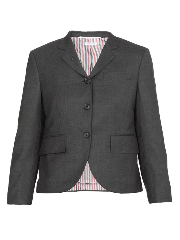 Women's Twill Slim Fit Single Breasted Wool Jacket Dark Gray - THOM BROWNE - BALAAN 1