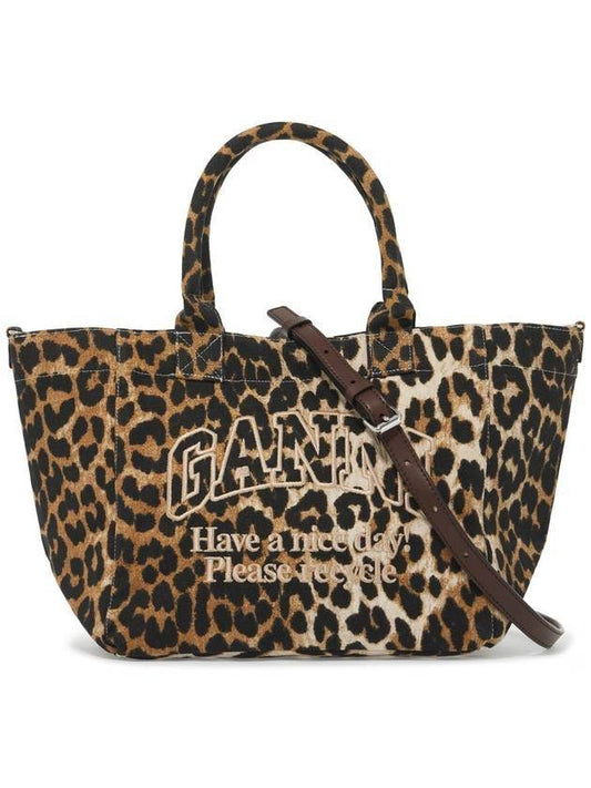 Leopard Print Small Tote Bag Brown - GANNI - BALAAN 1