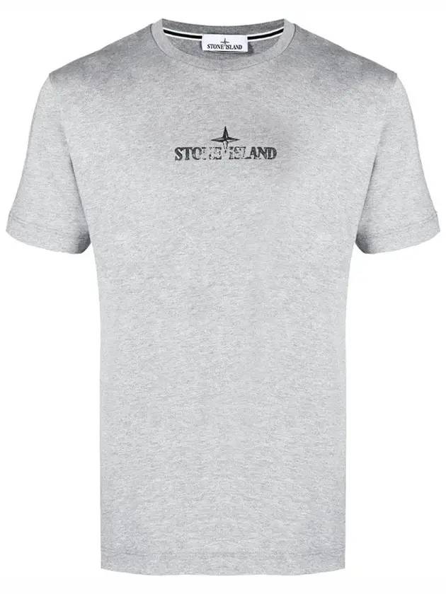 Logo Print Short Sleeve T-Shirt Grey - STONE ISLAND - BALAAN 2