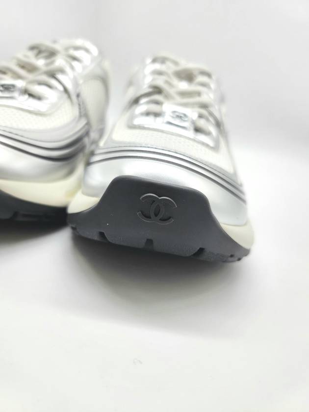 Fabric Laminated Low Top Sneakers Silver - CHANEL - BALAAN 9