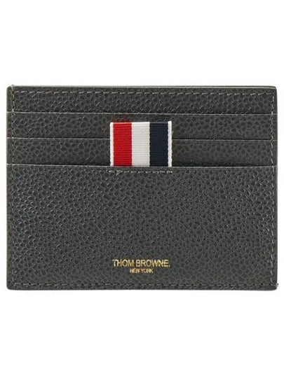 Pebble Calfskin 4-Bar Applique Note Card Wallet Dark Grey - THOM BROWNE - BALAAN 2