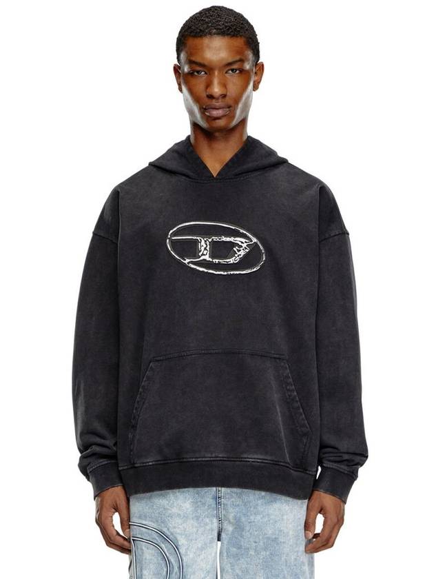 S-Boxt Logo Print Cotton Hoodie Black - DIESEL - BALAAN 3