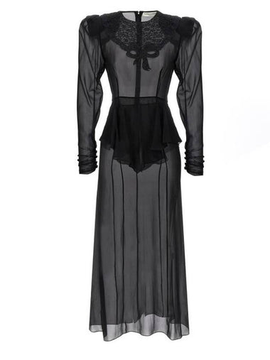 Silk Georgette Midi Dress Black - ALESSANDRA RICH - BALAAN 1