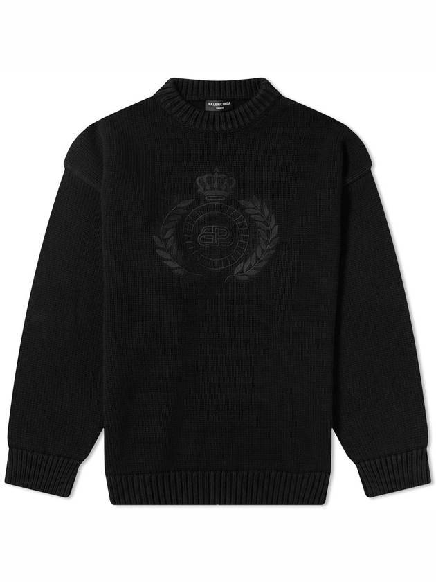 BB Logo Embroidered Knit Top Black - BALENCIAGA - BALAAN 1