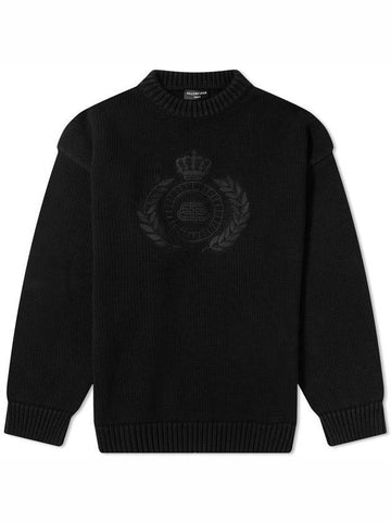 BB logo embroidered knit top black - BALENCIAGA - BALAAN.