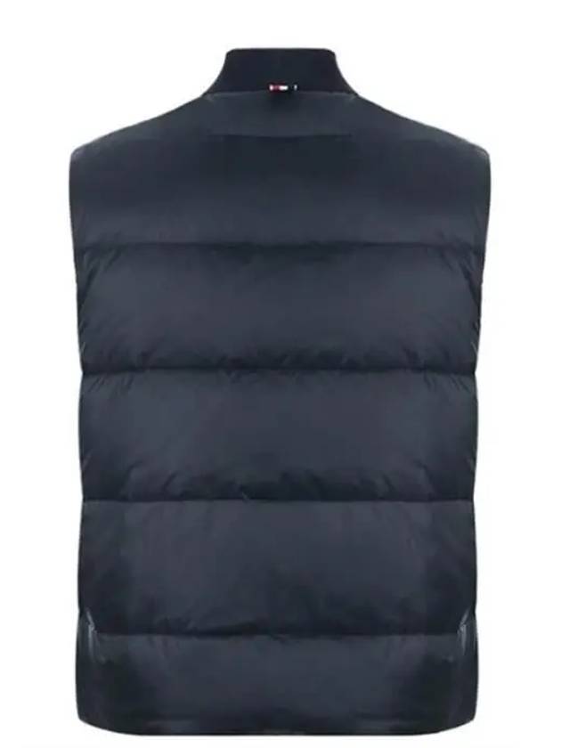 Men's Matte Diagonal Nylon Down Padded Vest Navy - THOM BROWNE - BALAAN 3