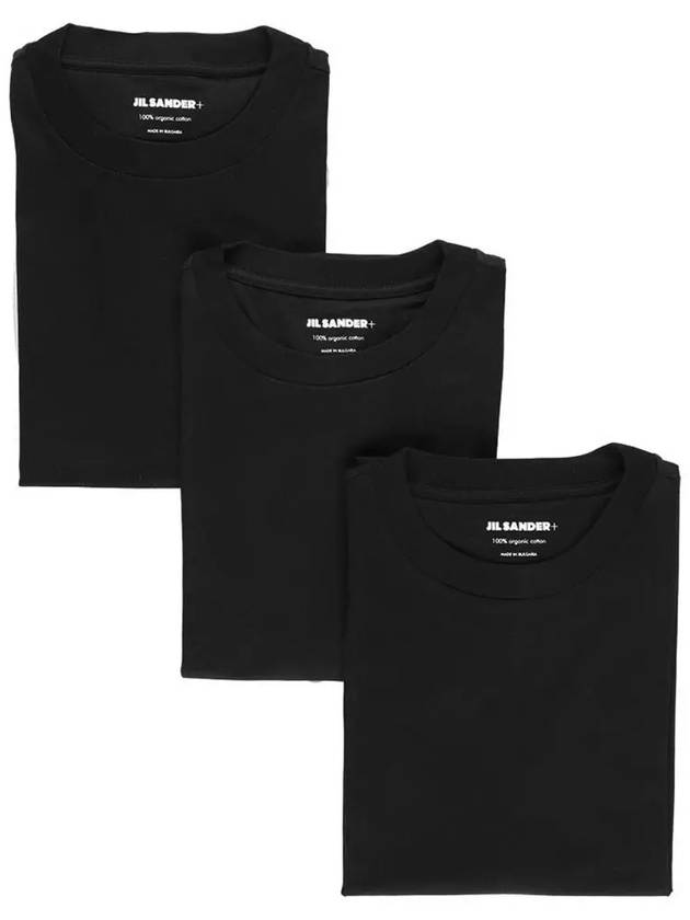 Logo Label Cotton 3 Pack Short Sleeve T-Shirt Black - JIL SANDER - BALAAN 4