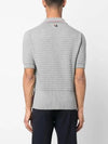 Textured Stitch Cotton Short Sleeve Polo Shirt Grey - THOM BROWNE - BALAAN 6