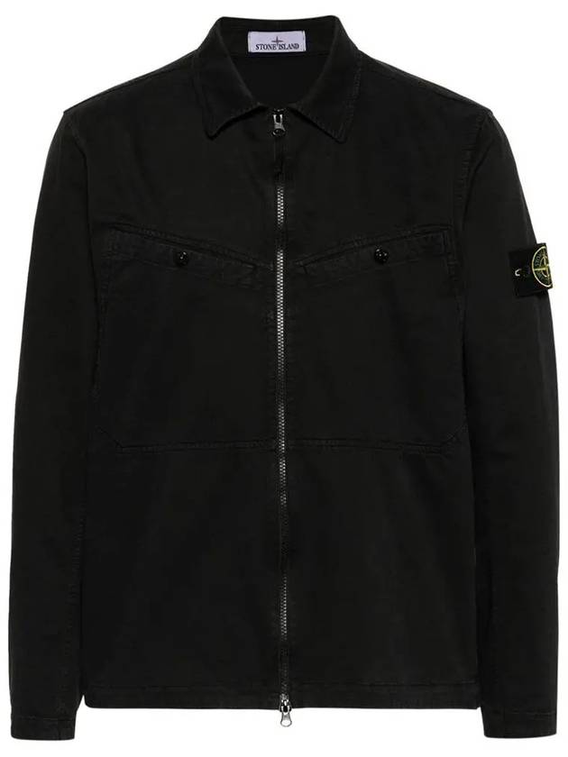 Wappen Patch Overshirt Zip Up Jacket Black - STONE ISLAND - BALAAN 2