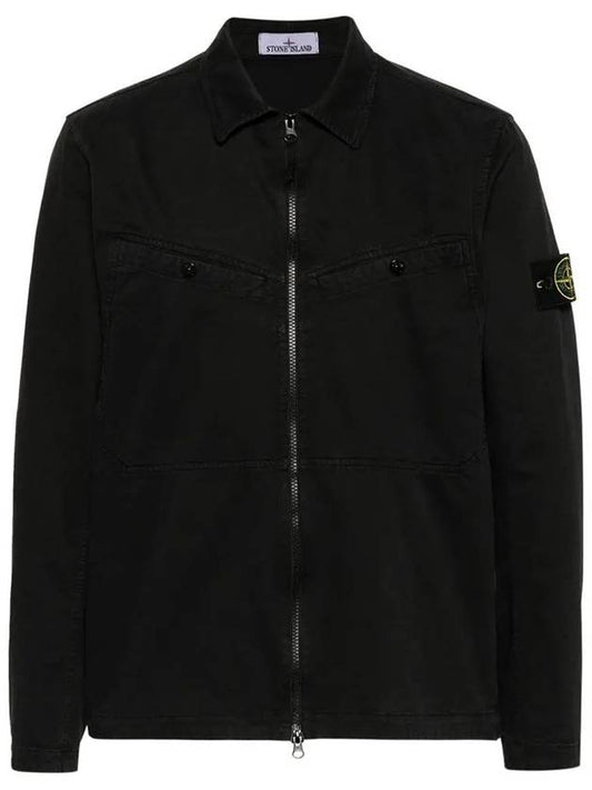 Wappen Patch Overshirt Zip Up Jacket Black - STONE ISLAND - BALAAN 2