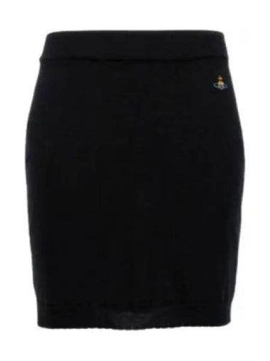 Bea Logo Knit Mini H-Line Skirt Black - VIVIENNE WESTWOOD - BALAAN 2