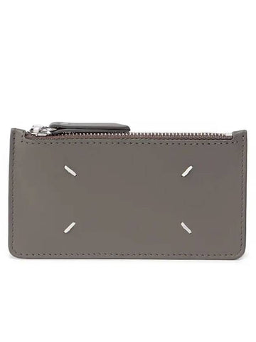 Signature Stitch Zipper Card Wallet Grey - MAISON MARGIELA - BALAAN 1