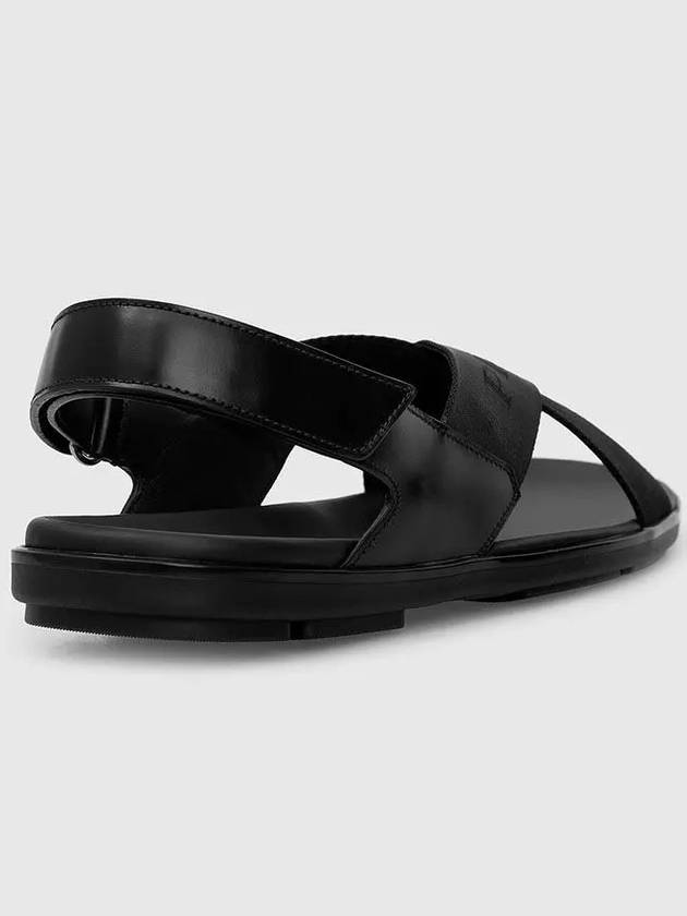 Logo Strap Cross Nylon Sandals Black - PRADA - BALAAN 6