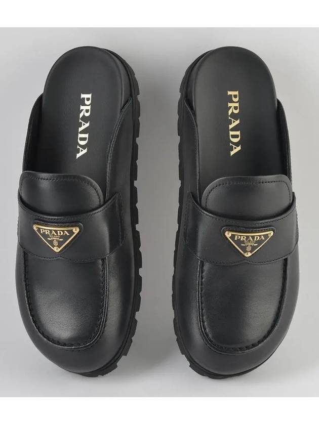 Triangle Logo Leather Mule Black - PRADA - BALAAN 6