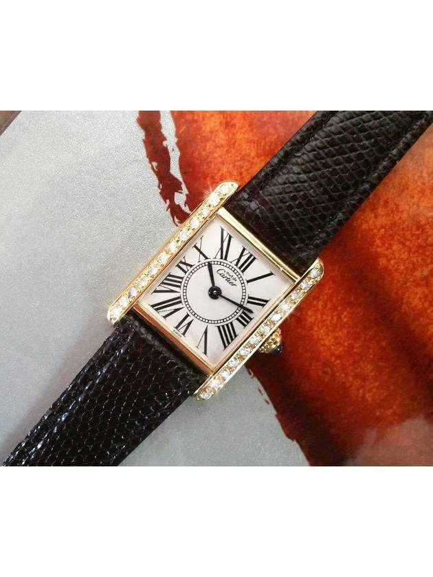 Tank Silver Plate Top Quality Diamond Women s Leather Watch - CARTIER - BALAAN 6