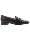 Horsebit Square Toe Leather Loafers Black - GUCCI - BALAAN 3