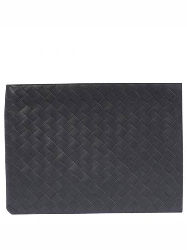 Intrecciato Half Zip Clutch Bag Grey - BOTTEGA VENETA - BALAAN 1