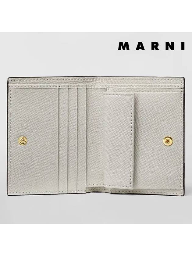 Two-Tone Saffiano Leather Half Wallet Red - MARNI - BALAAN 6