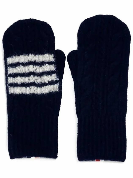 4 Bar Wool Cashmere Gloves Navy - THOM BROWNE - BALAAN 2