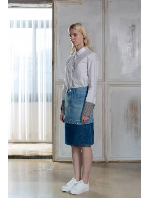 e Women's Button 3 Style Multi H Line Skirt Denim - PRETONE - BALAAN 3