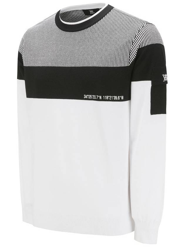 Official MEN SP STRIPE BLOCK SWEATER WH - ANEWGOLF - BALAAN 3