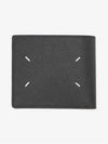 Stitched Bifold Leather Half Wallet Black - MAISON MARGIELA - BALAAN 3