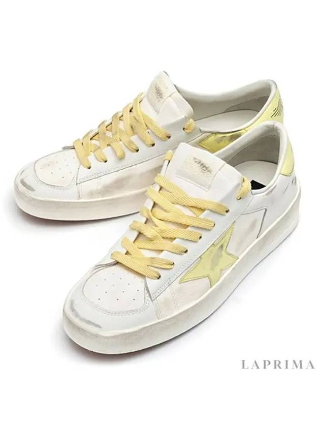 Men's Stardan Leather Yellow Tab Low Top Sneakers White - GOLDEN GOOSE - BALAAN 5