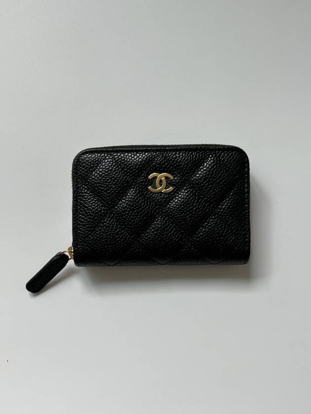 Classic Zipped Coin Purse Grained Calfskin & Gold Black - CHANEL - BALAAN 2