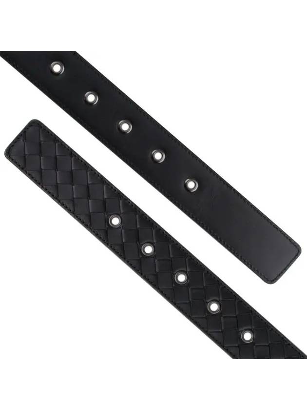 Intrecciato Leather Belt Black - BOTTEGA VENETA - BALAAN 4