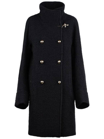 Fay Blue Double-Breasted Wool Coat - FAY - BALAAN 1