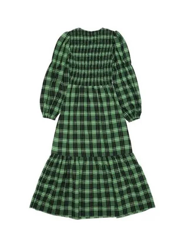 Women's Seersucker Check Smoke Long Dress Peapod - GANNI - BALAAN 3