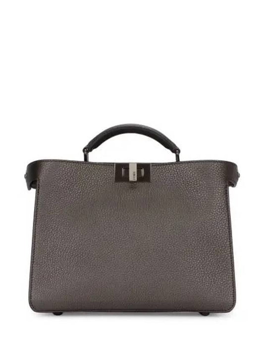 Peekaboo ISeeU Mini Leather Tote Bag Grey - FENDI - BALAAN 2