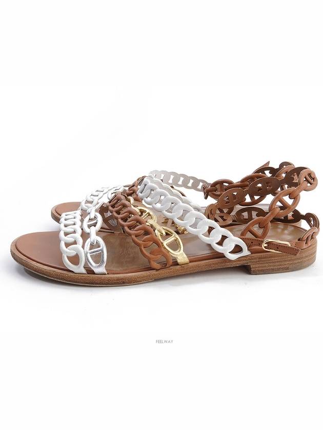 Gold White Chandal Sandals 37 69592 - HERMES - BALAAN 4