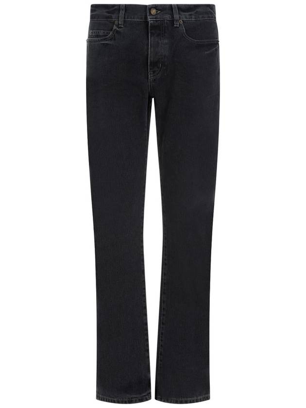 Classic Slim Cut Cotton Straight Jeans Black - SAINT LAURENT - BALAAN 2