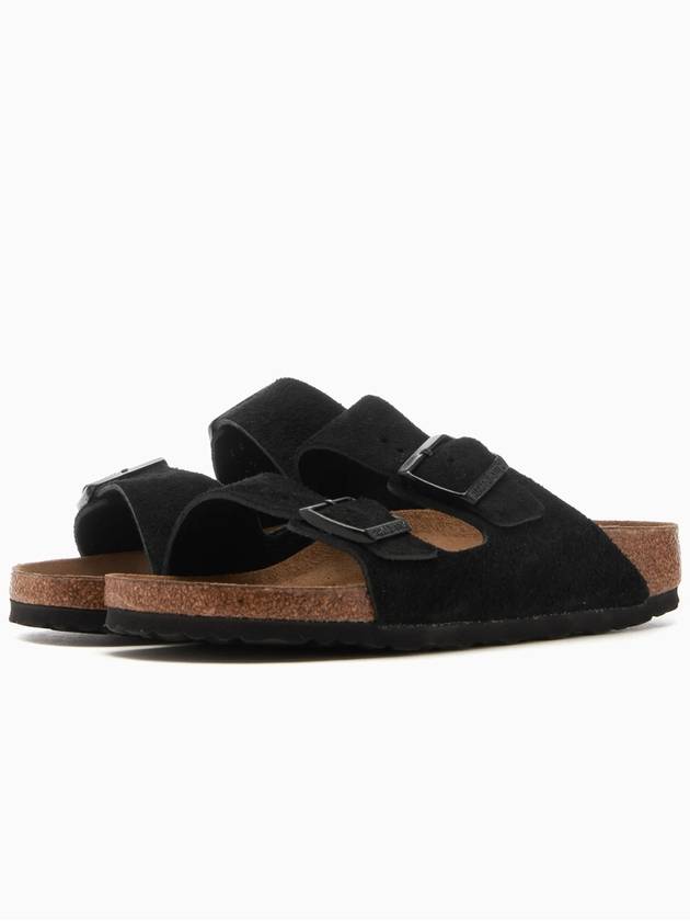 Arizona Suede Leather Slippers Black - BIRKENSTOCK - BALAAN 9