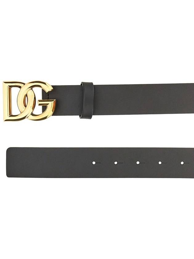 Logo Leather Belt Black Gold - DOLCE&GABBANA - BALAAN 4