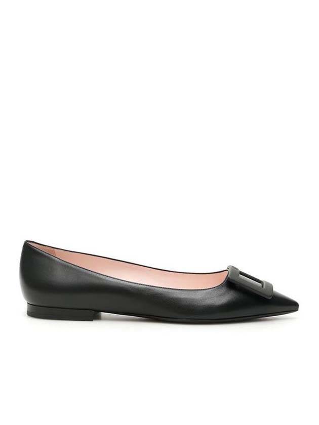 Women's Gometine Buckle Soft Leather Ballerina Flats Black - ROGER VIVIER - BALAAN.