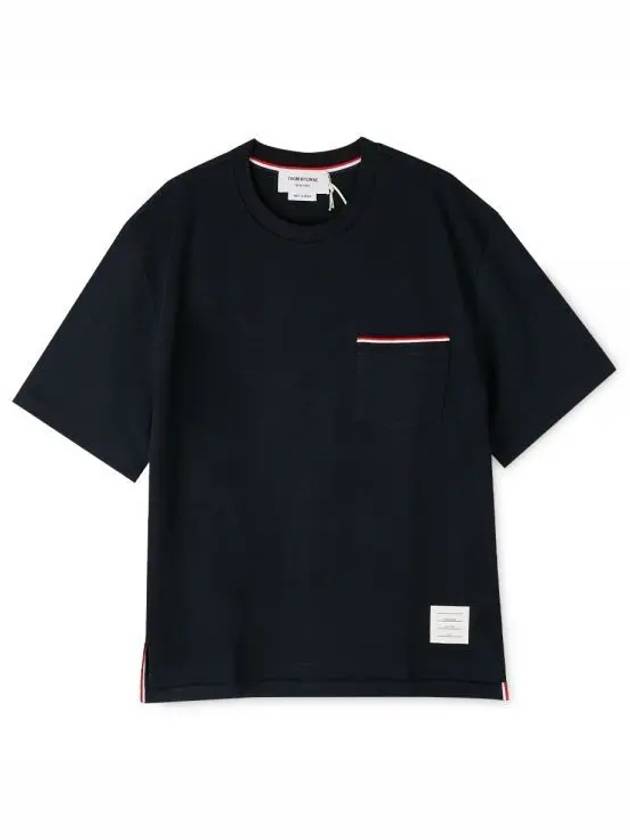 Cotton Oversized Pocket Short Sleeve T-Shirt Navy - THOM BROWNE - BALAAN 2