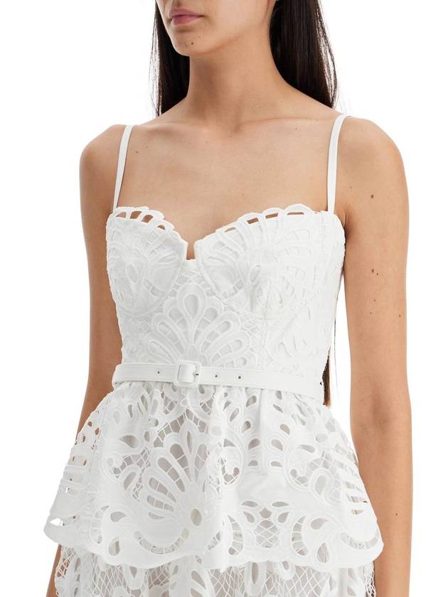 Self-Portrait 'White Cotton Lace Tiered Midi' Dress - SELF PORTRAIT - BALAAN 7