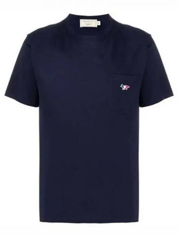 FM00120KJ0010 NA Fox Patch Pocket Short Sleeve T Shirt Navy Men s TJ 271494 - MAISON KITSUNE - BALAAN 1