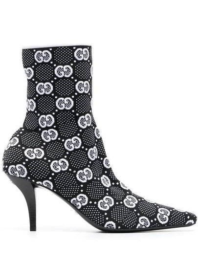 GG knit ankle boots black white - GUCCI - BALAAN 2