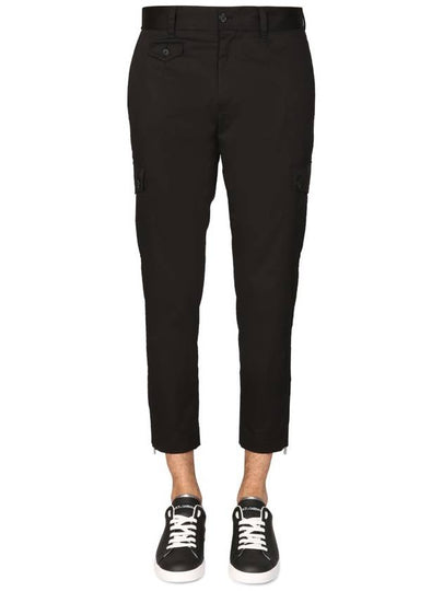 Stretch Cotton Cargo Straight Pants Black - DOLCE&GABBANA - BALAAN 2