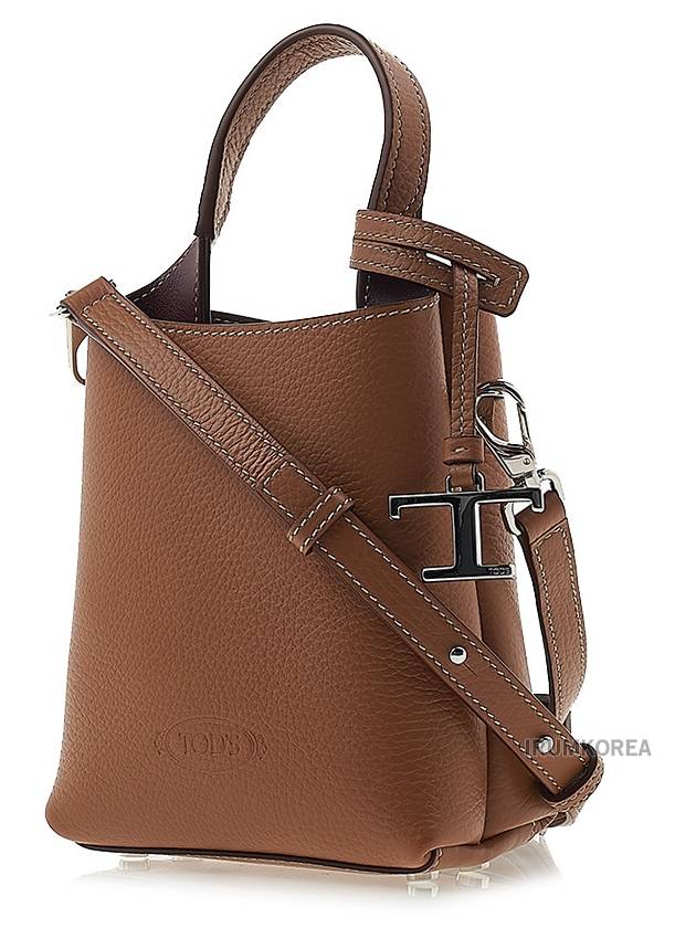 Micro Leather Mini Tote Bag Brown - TOD'S - BALAAN 3